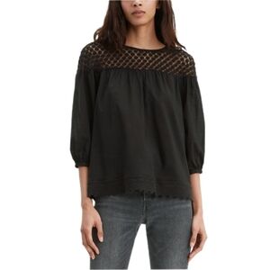 LEVIS Womens Black Short Sleeve Jewel Neck Top Size: M